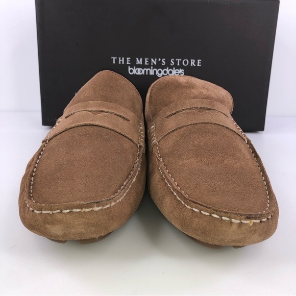The Men's Store at Bloomingdale's Shearling Slippers Tan/Natural Suede Loafers - Picture 6 of 9